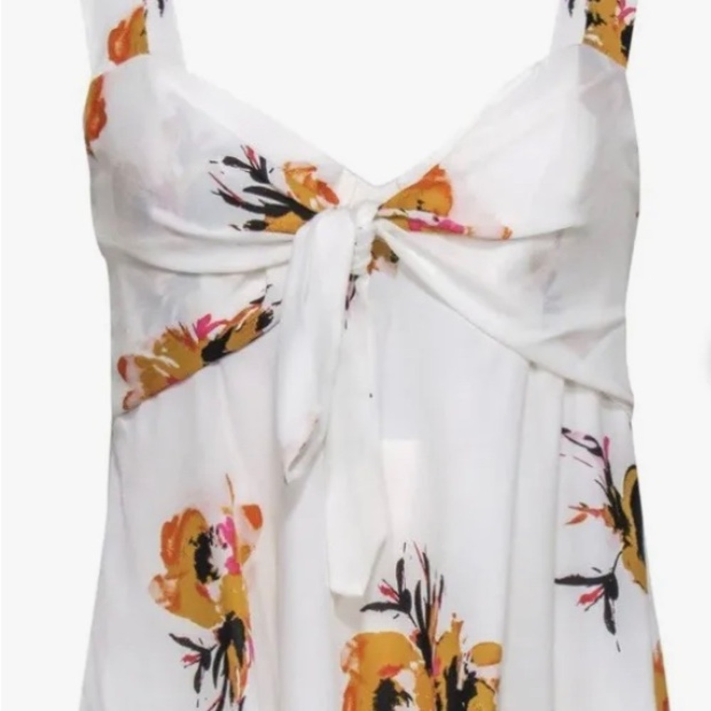 A.L.C. Women's Top White Size 2 Tank Tie-Front Floral-Print Silk $295